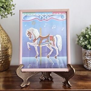 Vintage 1986 Carousel Horse Art Print Framed w Original Glass Figi Graphics